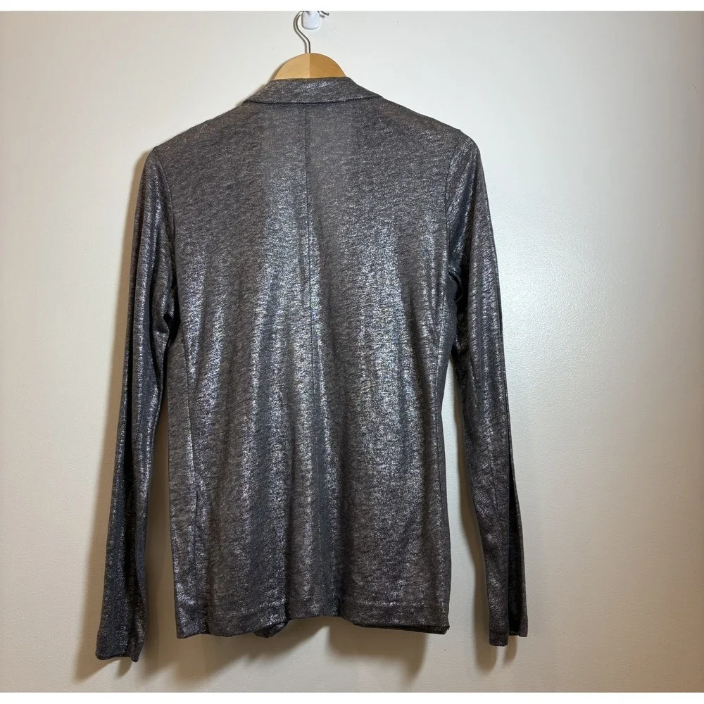 Majestic Filatures Paris Metallic Linen Open Cardigan Blazer Silver M Portugal 3